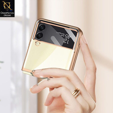 Samsung Galaxy Z Flip 4 5G Cover - Golden - GKK Streight Edge Transparent Ultra-Thin Hard PC Case