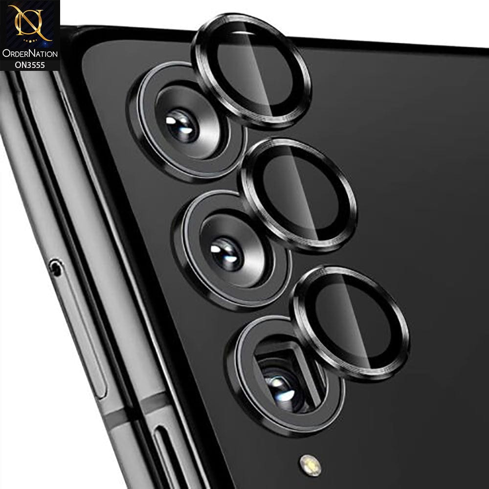 Samsung Galaxy Z Fold 4 5G  Camera Protector - Black - 9D Curved Tempered Glass Camera Lens Protector