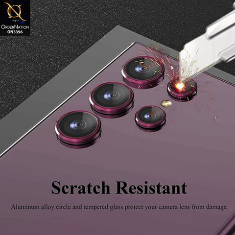 Samsung Galaxy S22 Ultra 5G Camera Protector - Burgundy - Metal Ring Camera Glass Protector