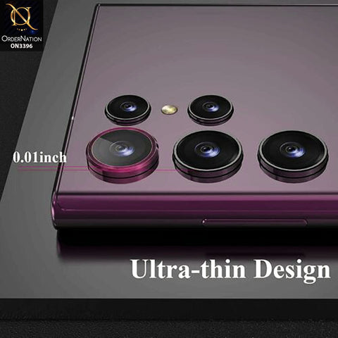 Samsung Galaxy S22 Ultra 5G Camera Protector - Burgundy - Metal Ring Camera Glass Protector