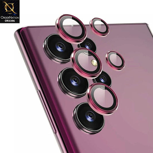 Samsung Galaxy S22 Ultra 5G Camera Protector - Burgundy - Metal Ring Camera Glass Protector