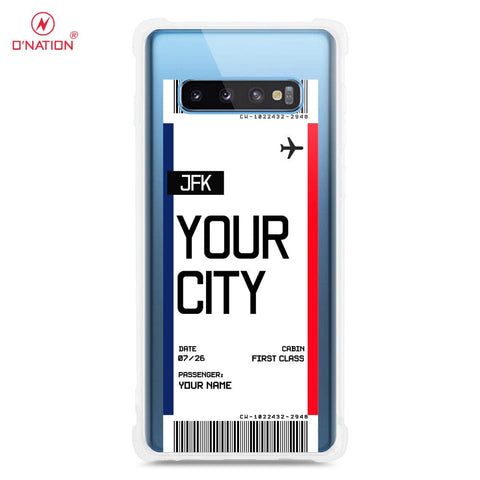 Samsung Galaxy S10 Plus Cover - Personalised Boarding Pass Ticket Series - 5 Designs - Clear Phone Case - Soft Silicon Borders