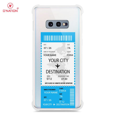 Samsung Galaxy S10e Cover - Personalised Boarding Pass Ticket Series - 5 Designs - Clear Phone Case - Soft Silicon Borders