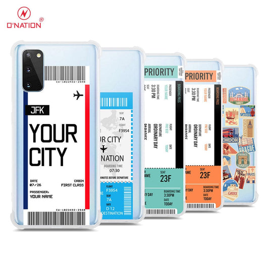 Samsung Galaxy S20 Cover - Personalised Boarding Pass Ticket Series - 5 Designs - Clear Phone Case - Soft Silicon Borders