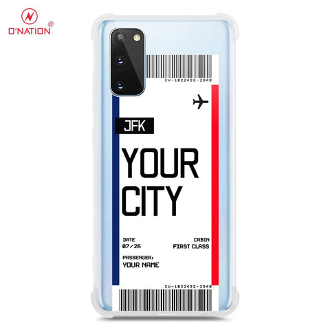 Samsung Galaxy S20 Cover - Personalised Boarding Pass Ticket Series - 5 Designs - Clear Phone Case - Soft Silicon Borders