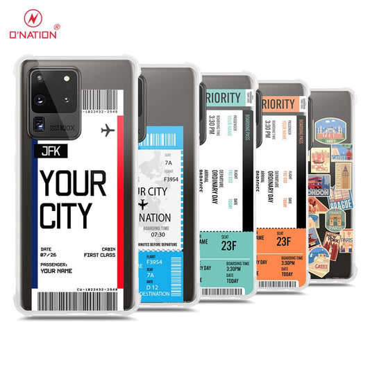 Samsung Galaxy S20 Ultra Cover - Personalised Boarding Pass Ticket Series - 5 Designs - Clear Phone Case - Soft Silicon Borders