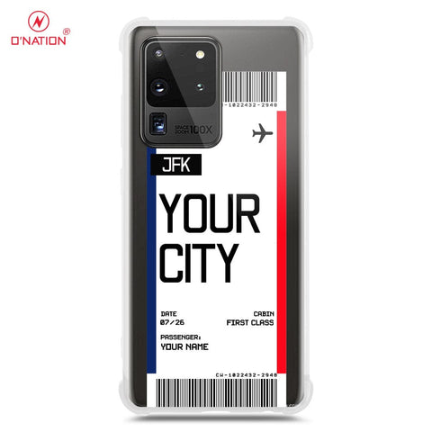 Samsung Galaxy S20 Ultra Cover - Personalised Boarding Pass Ticket Series - 5 Designs - Clear Phone Case - Soft Silicon Borders