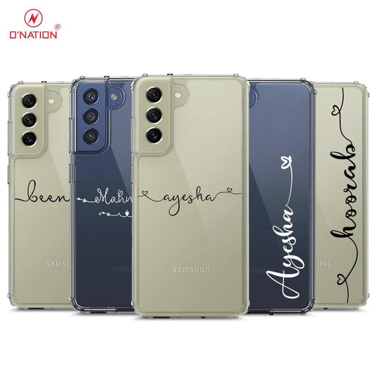 Samsung Galaxy S21 FE 5G Cover - Personalised Name Series - 8 Designs - Clear Phone Case - Soft Silicon Borders