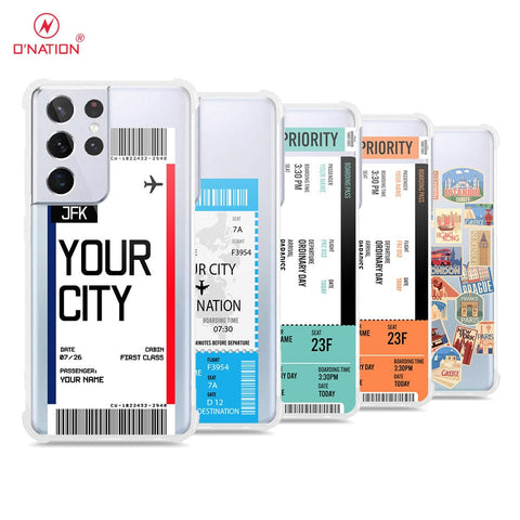 Samsung Galaxy S21 Ultra Cover - Personalised Boarding Pass Ticket Series - 5 Designs - Clear Phone Case - Soft Silicon Borders