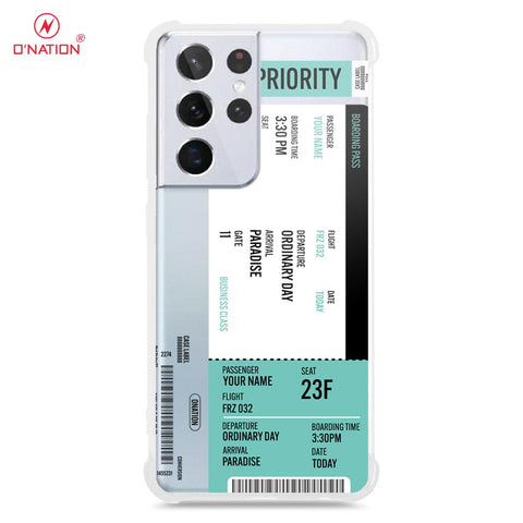 Samsung Galaxy S21 Ultra Cover - Personalised Boarding Pass Ticket Series - 5 Designs - Clear Phone Case - Soft Silicon Borders
