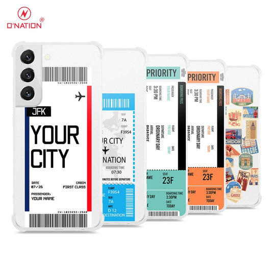 Samsung Galaxy S22 5G Cover - Personalised Boarding Pass Ticket Series - 5 Designs - Clear Phone Case - Soft Silicon Borders