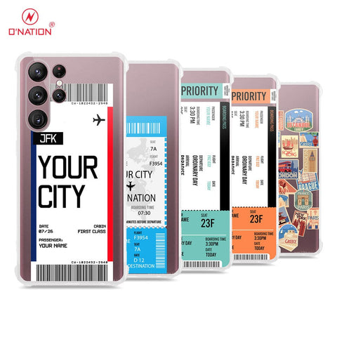 Samsung Galaxy S22 Ultra Cover - Personalised Boarding Pass Ticket Series - 5 Designs - Clear Phone Case - Soft Silicon Borders