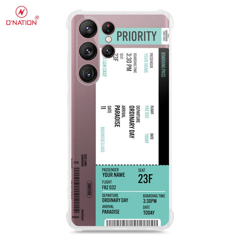 Samsung Galaxy S22 Ultra Cover - Personalised Boarding Pass Ticket Series - 5 Designs - Clear Phone Case - Soft Silicon Borders