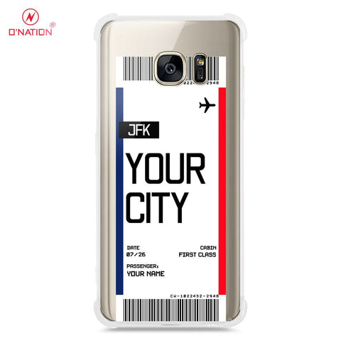 Samsung Galaxy S7 Cover - Personalised Boarding Pass Ticket Series - 5 Designs - Clear Phone Case - Soft Silicon Borders