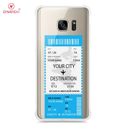 Samsung Galaxy S7 Cover - Personalised Boarding Pass Ticket Series - 5 Designs - Clear Phone Case - Soft Silicon Borders