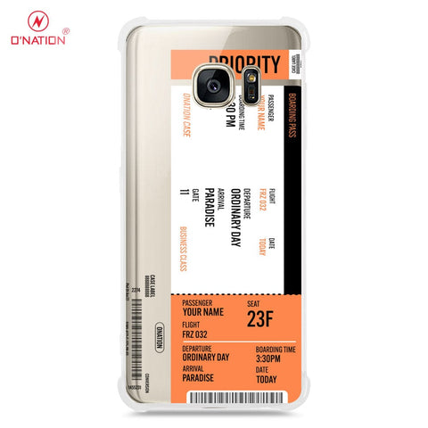 Samsung Galaxy S7 Cover - Personalised Boarding Pass Ticket Series - 5 Designs - Clear Phone Case - Soft Silicon Borders