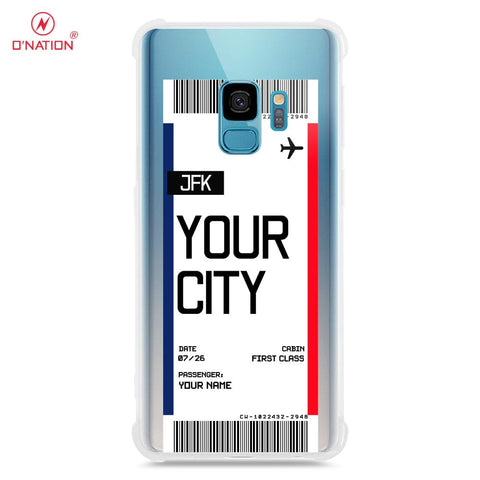 Samsung Galaxy S9 Cover - Personalised Boarding Pass Ticket Series - 5 Designs - Clear Phone Case - Soft Silicon Borders