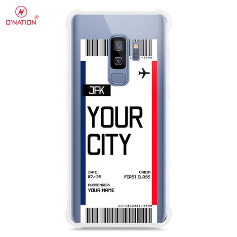 Samsung Galaxy S9 Plus Cover - Personalised Boarding Pass Ticket Series - 5 Designs - Clear Phone Case - Soft Silicon Borders