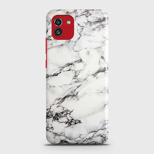 Samsung Galaxy A03 Cover - Trendy White Floor Marble Printed Hard Case with Life Time Colors Guarantee