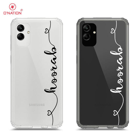 Samsung Galaxy A04 Cover - Personalised Name Series - 8 Designs - Clear Phone Case - Soft Silicon Borders