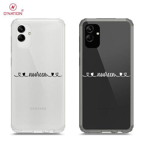 Samsung Galaxy A04 Cover - Personalised Name Series - 8 Designs - Clear Phone Case - Soft Silicon Borders