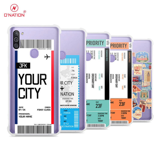 Samsung Galaxy A11 Cover - Personalised Boarding Pass Ticket Series - 5 Designs - Clear Phone Case - Soft Silicon Borders