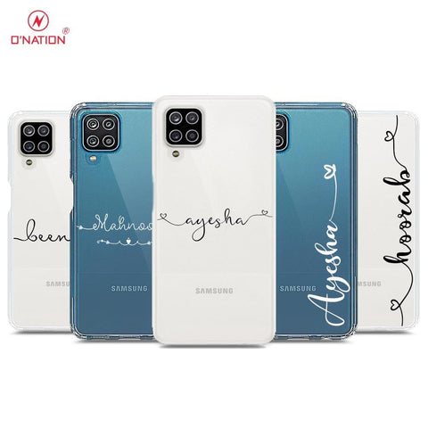 Samsung Galaxy A12 Cover - Personalised Name Series - 8 Designs - Clear Phone Case - Soft Silicon Borders