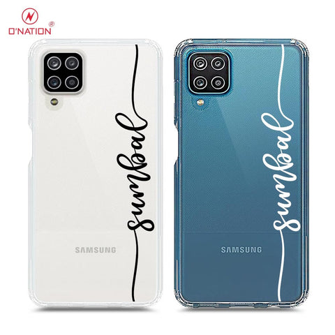 Samsung Galaxy A12 Cover - Personalised Name Series - 8 Designs - Clear Phone Case - Soft Silicon Borders