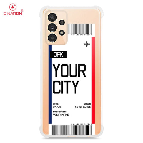 Samsung Galaxy A13 Cover - Personalised Boarding Pass Ticket Series - 5 Designs - Clear Phone Case - Soft Silicon Borders