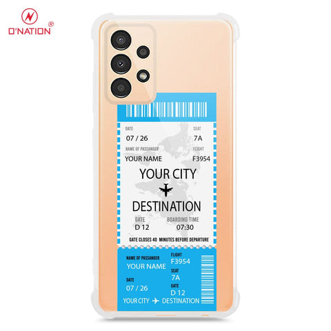 Samsung Galaxy A13 Cover - Personalised Boarding Pass Ticket Series - 5 Designs - Clear Phone Case - Soft Silicon Borders