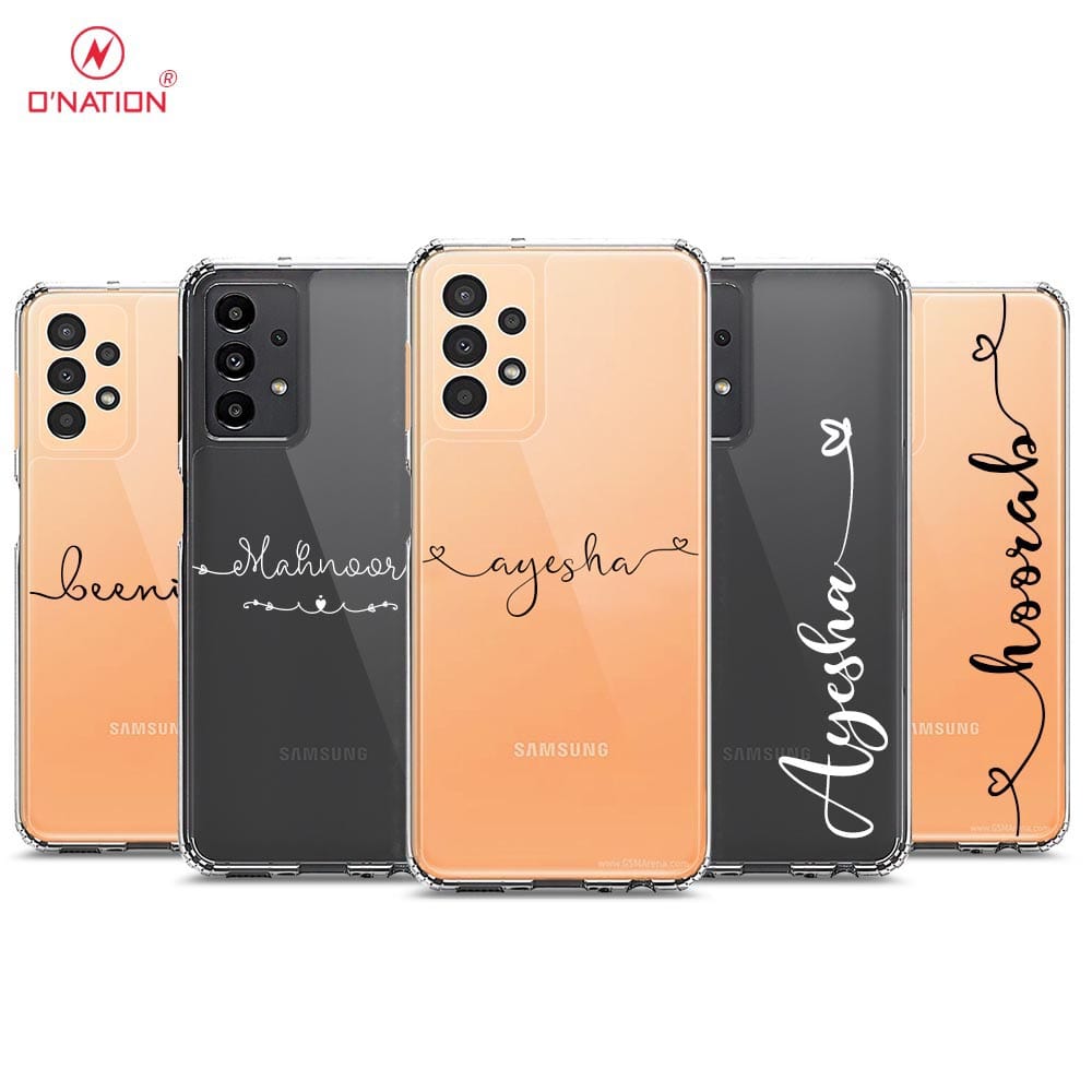 Samsung Galaxy A13 Cover - Personalised Name Series - 8 Designs - Clear Phone Case - Soft Silicon Borders