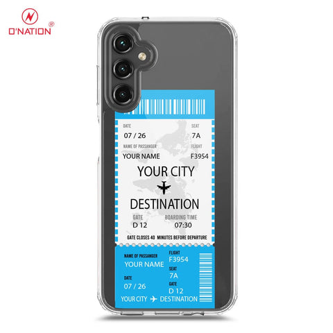 Samsung Galaxy A14 5G Cover - Personalised Boarding Pass Ticket Series - 5 Designs - Clear Phone Case - Soft Silicon Borders