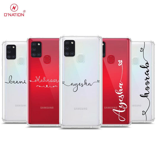 Samsung Galaxy A21s Cover - Personalised Name Series - 8 Designs - Clear Phone Case - Soft Silicon Borders