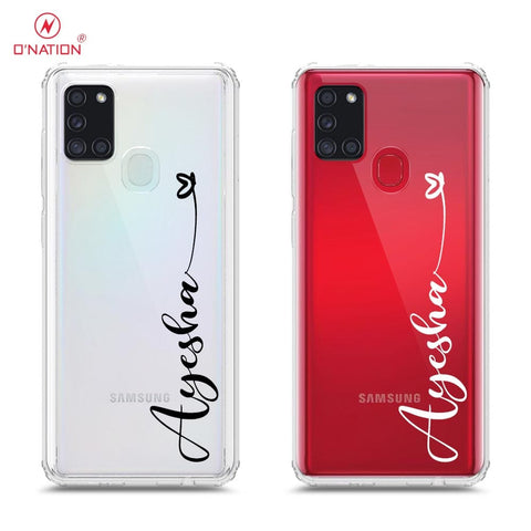 Samsung Galaxy A21s Cover - Personalised Name Series - 8 Designs - Clear Phone Case - Soft Silicon Borders