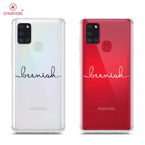 Samsung Galaxy A21s Cover - Personalised Name Series - 8 Designs - Clear Phone Case - Soft Silicon Borders