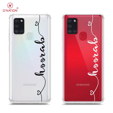 Samsung Galaxy A21s Cover - Personalised Name Series - 8 Designs - Clear Phone Case - Soft Silicon Borders