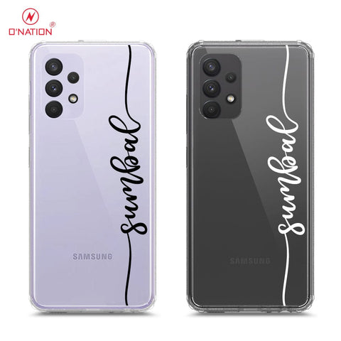 Samsung Galaxy A32 Cover - Personalised Name Series - 8 Designs - Clear Phone Case - Soft Silicon Borders