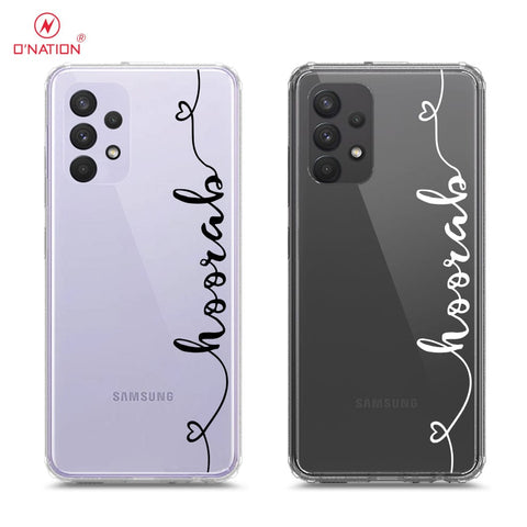 Samsung Galaxy A32 Cover - Personalised Name Series - 8 Designs - Clear Phone Case - Soft Silicon Borders