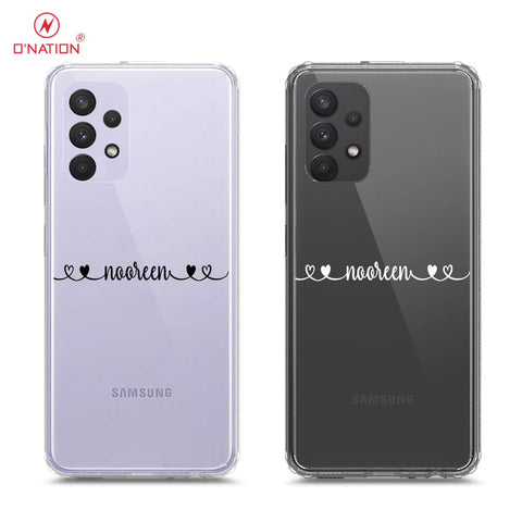 Samsung Galaxy A32 Cover - Personalised Name Series - 8 Designs - Clear Phone Case - Soft Silicon Borders