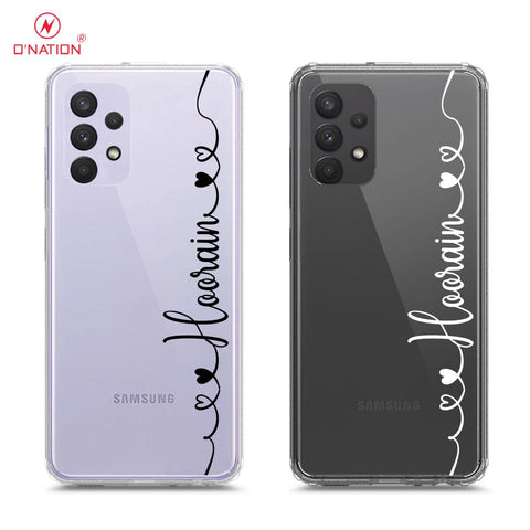 Samsung Galaxy A32 Cover - Personalised Name Series - 8 Designs - Clear Phone Case - Soft Silicon Borders