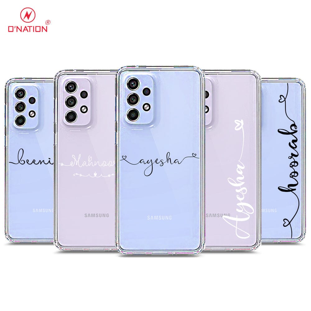 Samsung Galaxy A33 5G Cover - Personalised Name Series - 8 Designs - Clear Phone Case - Soft Silicon Borders