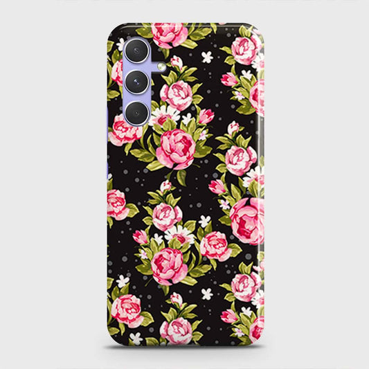 Samsung Galaxy A34 5G Cover - Trendy Pink Rose Vintage Flowers Printed Hard Case with Life Time Colors Guarantee