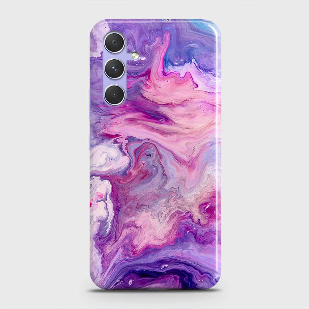 Samsung Galaxy A34 5G Cover - Chic Blue Liquid Marble Printed Hard Case with Life Time Colors Guarantee (Fast Delivery)(M)