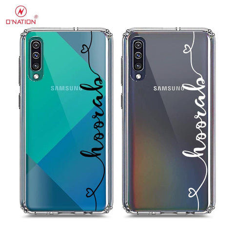 Samsung Galaxy A50 Cover - Personalised Name Series - 8 Designs - Clear Phone Case - Soft Silicon Borders