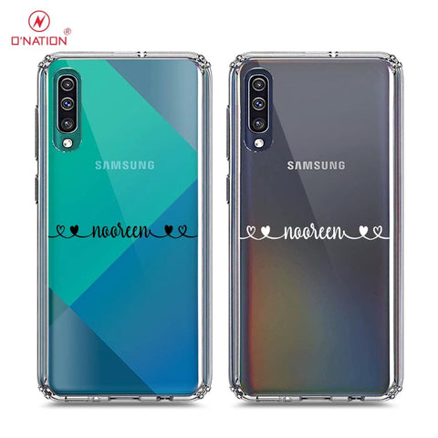 Samsung Galaxy A50 Cover - Personalised Name Series - 8 Designs - Clear Phone Case - Soft Silicon Borders