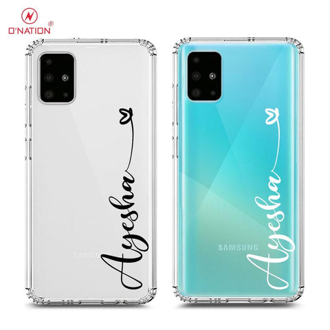 Samsung Galaxy A51 Cover - Personalised Name Series - 8 Designs - Clear Phone Case - Soft Silicon Borders