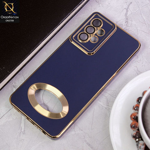 Samsung Galaxy A52 Cover -Blue - All New Electroplating Borders With Logo Hole Camera Protection Soft Silicon Case