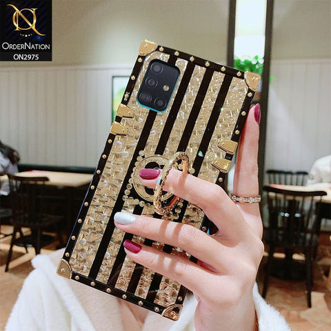 Samsung Galaxy A71 Cover - Design 2 - 3D illusion Gold Flowers Soft Trunk Case With Ring Holder