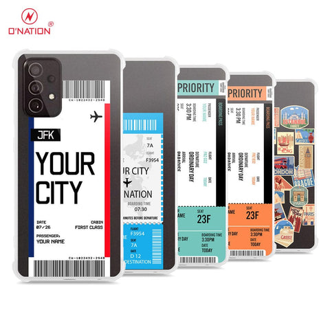 Samsung Galaxy A72 Cover - Personalised Boarding Pass Ticket Series - 5 Designs - Clear Phone Case - Soft Silicon Borders