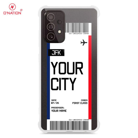 Samsung Galaxy A72 Cover - Personalised Boarding Pass Ticket Series - 5 Designs - Clear Phone Case - Soft Silicon Borders